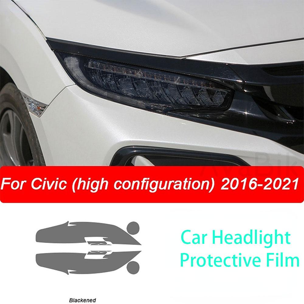 

PPFCar Headlight Protective Film Front Light Transparent Smoked Black TPU Sticker for Honda Civic 10th Gen 2016- Accessories blackened HIGH