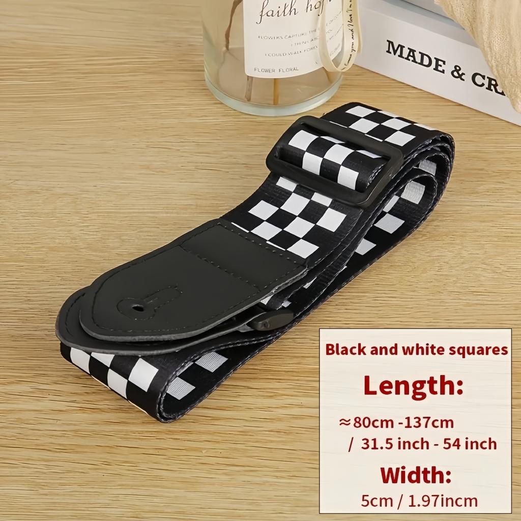1pc Extra Wide Acoustic Guitar Strap, Leather Belt Adjustable Shoulder Strap with Artistic Print for Guitar & Bass