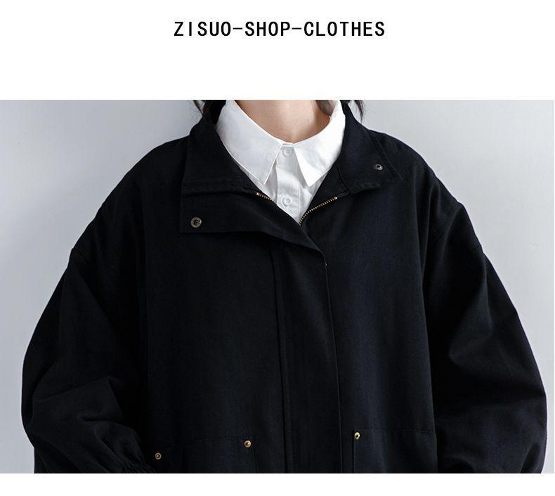 2025 Spring Harajuku BF Style Women's Black Cardigan Jacket - Thin, Boyfriend Fit for Spring/Autumn