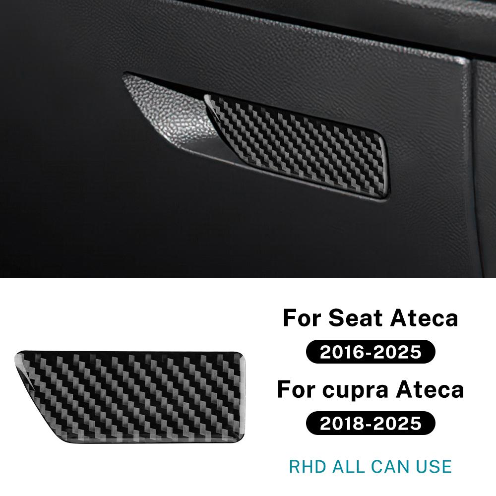 Real Soft Carbon Fiber Sticker For SEAT Ateca 5F 2016-2025 For Cupra Ateca 5F 2018-2025 LHD RHD Car Passenger Storage Box Trim