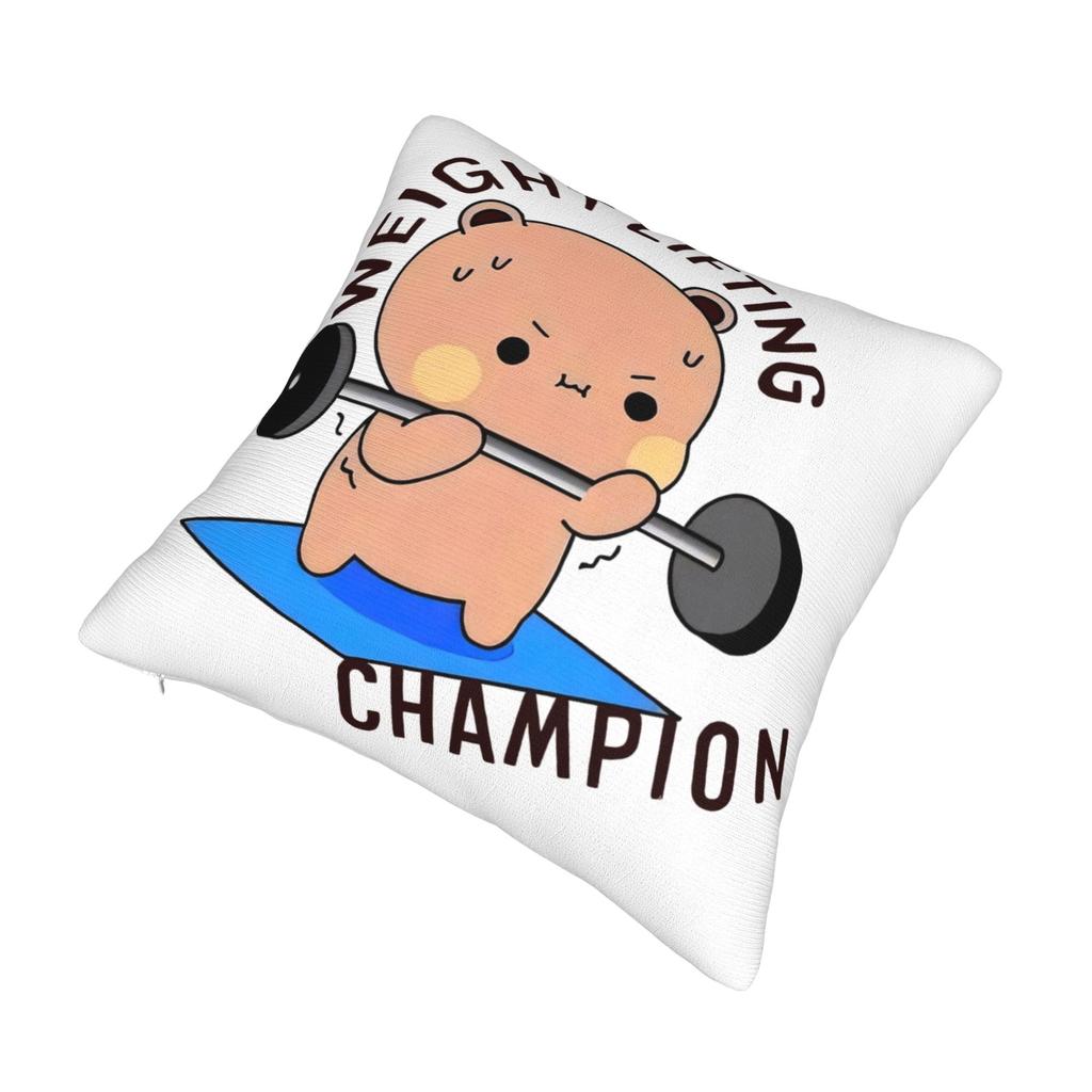 Bubu Weightlifting Bear Cute Pillowcase Printed Polyester Cushion Cover Decor Dudu Pillow Case Cover Home Square 40X40Cm