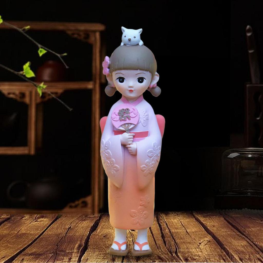 Pryskyřičná soška Asijská figurka Kabuki Japonské kimono Gejša panenka Miniaturní socha pro vitrínu Domácí vitrína Dárky na párty