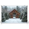 Mocsicka Christmas Photography Background Winter Snowflake Decoration Photo Backdrops Xmas Tree Red Door Pattern Shooting Banner