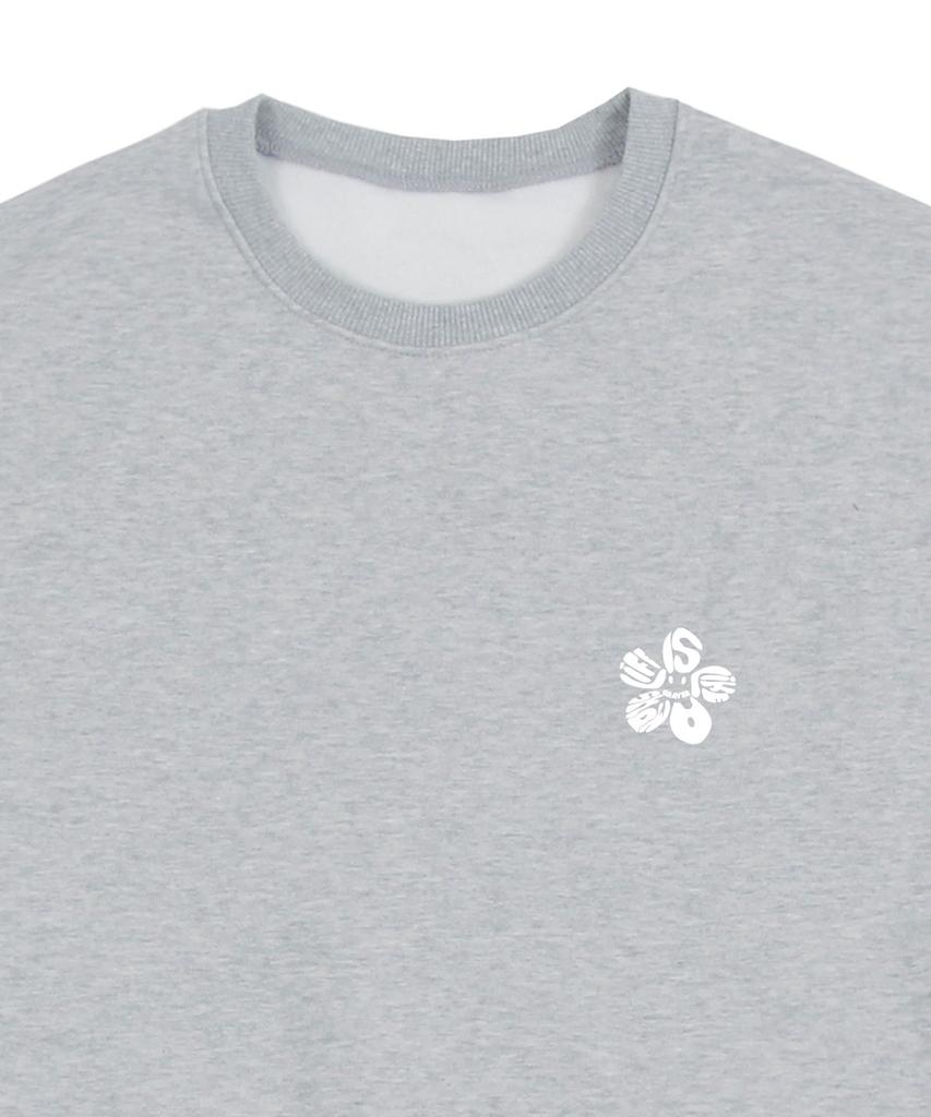 GRAVER [Unisex] Small Life Logo Flower Smile Sweatshirt_Gray
