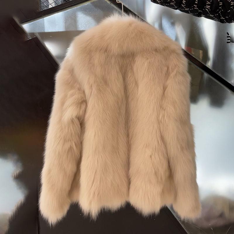Fashion Loose Thick and Warm Faux Fox Fur Coat for Women Autumn Winter