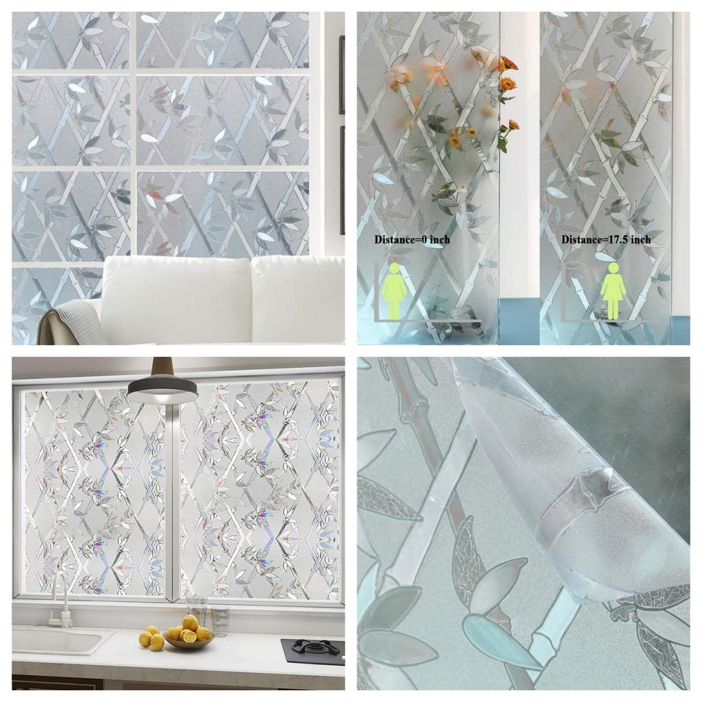 Szeroka 75/90 cm Samoprzylepna Folia Okienna 3D z Winylu Zapewniająca Prywatność, Izolacja Cieplna Folie Okienne Tęczowe, Ochrona UV Naklejki Dekoracyjne na Szkło