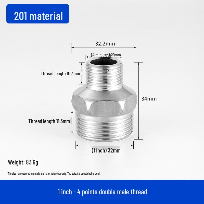 Stainless Steel Extended Reducing Coupling 6-Point to 4-Point Faucet Pipe Fitting