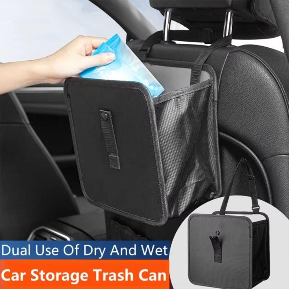 With Adjustable Strap Foldable Car Trash Can Waterproof Car Back Seat Storage Box  Car Dustbin