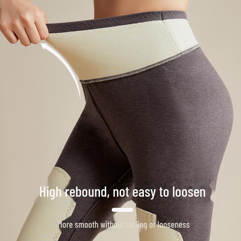 Plush High Waist Warm Velvet Leggings for Winter - Slim Fit with Thigh, Hip, and Knee Support