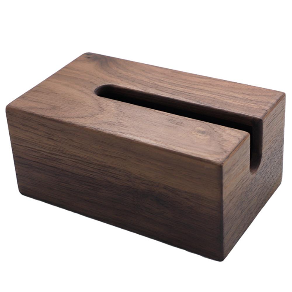 Solid Wood Rectangular Black Walnut Wood  Cover Tissue Box For Home Office Hotel