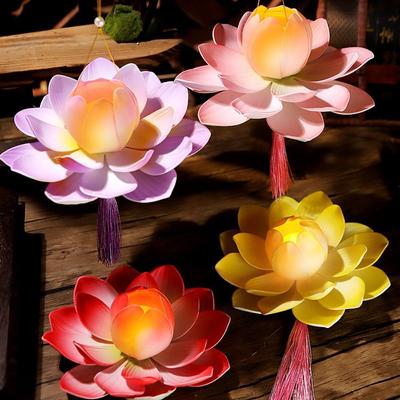 Sevimli Kendin Yap Ay Ortası Festival Feneri El Yapımı Elde Taşınabilir Lotus Tavşan Lamba Mini Festival Süsü Lotus Fenerleri