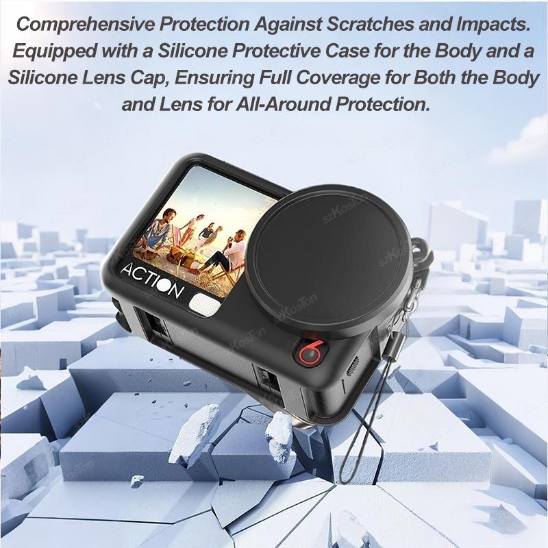 Silicone Protective Cover for DJI Osmo Action 6 Camera Accessories Full Protector Case With Scratch-proof Lens Cap Sleeve