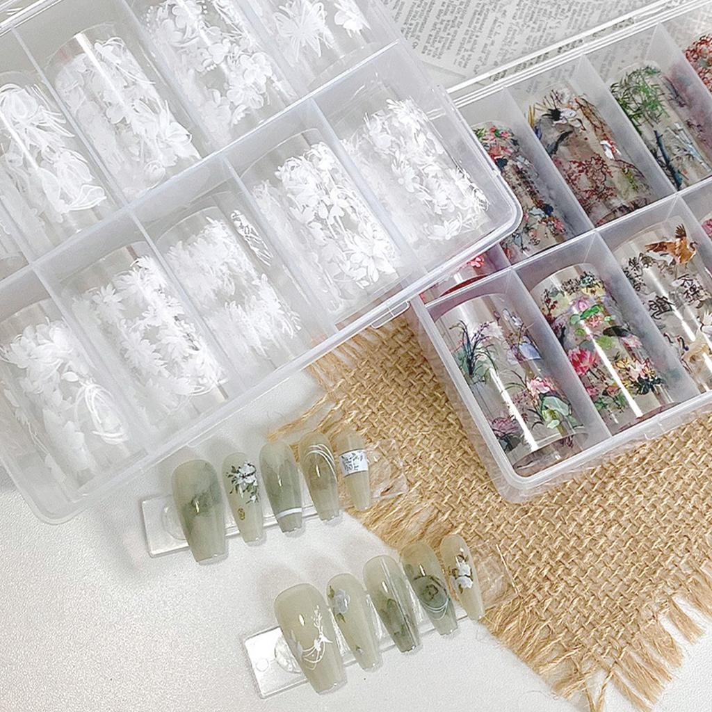 Nail Foils Nail Art Transfer Foil Stickers Flower Color Sheet Adhesive Stickers for Nail Art DIY Decorations Nail Decals