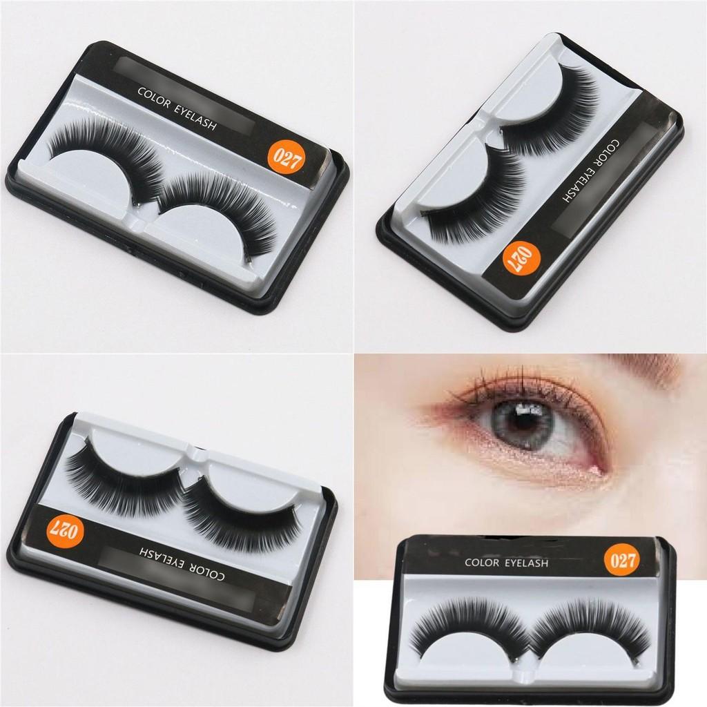 027 Natural Long False Eyelashes Bulk Wholesale 2000 Pairs Handmade Cotton Stem Fake Eyelashes