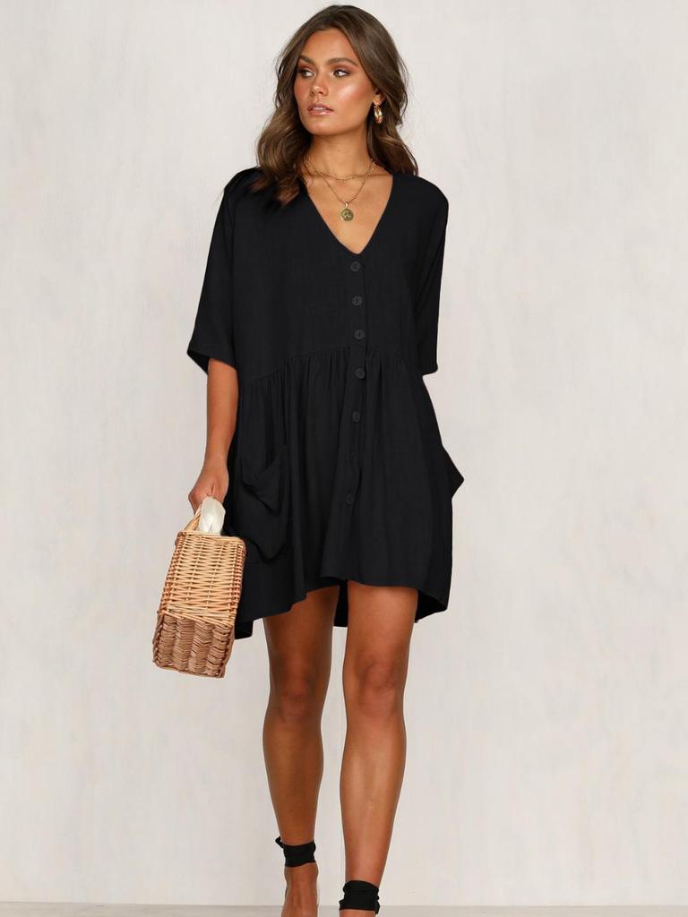 European & American Cotton Bamboo Pocket Swimsuit Cover-up