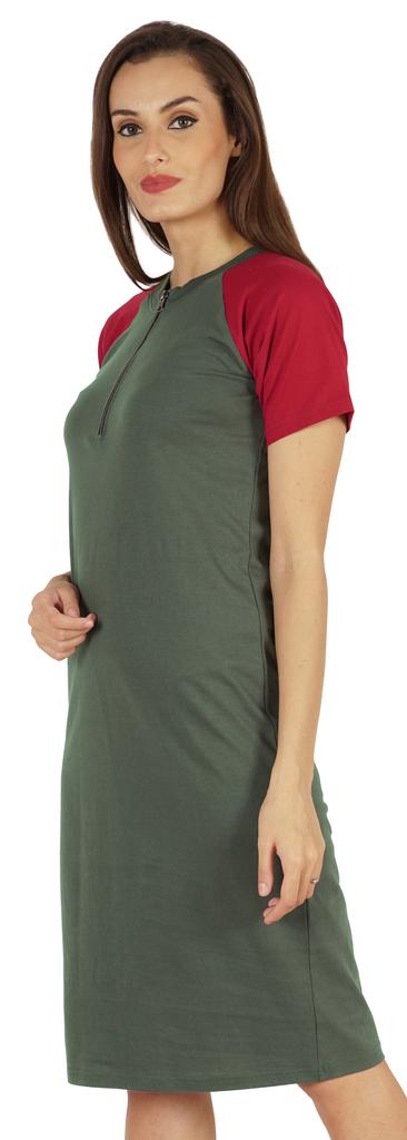 Inkmeso Solid Short Raglan Sleeves Dress For Women  s Summer Casual Sporty Bodycon T-Shirt