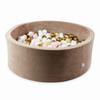 Dry Pool 110x40 Velvet Soft Dark Beige with 500 Balls: White, Light Pink, Beige, Old Gold