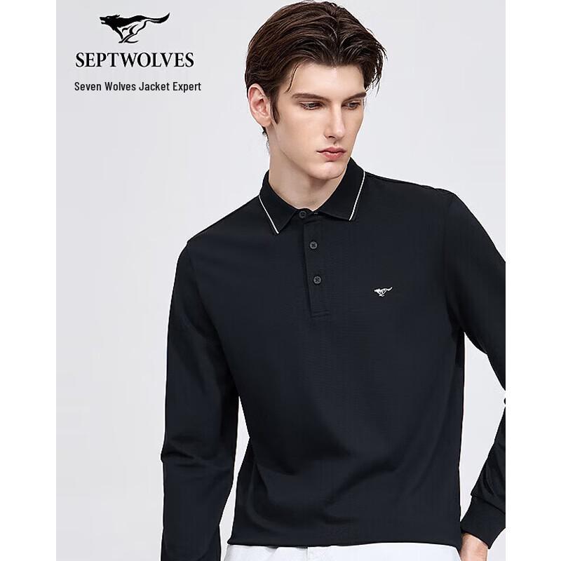 SEPTWOLVES Men s Striped Long-Sleeve Polo Shirt XXXL