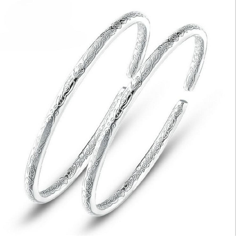 

Bohemian Open Cuff Bracelet Silver Plated Copper Bangle for Women Fashion Jewelry