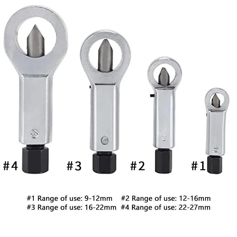 4 Stück rostiger Mutternschneider, 9–27 mm, beschädigter Bolzenmutternschneider