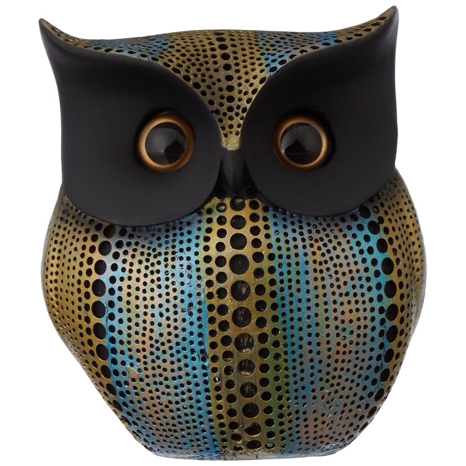 

Modern Classy Happy Owl Resin Art Figure Showpiece (Multicolor)
