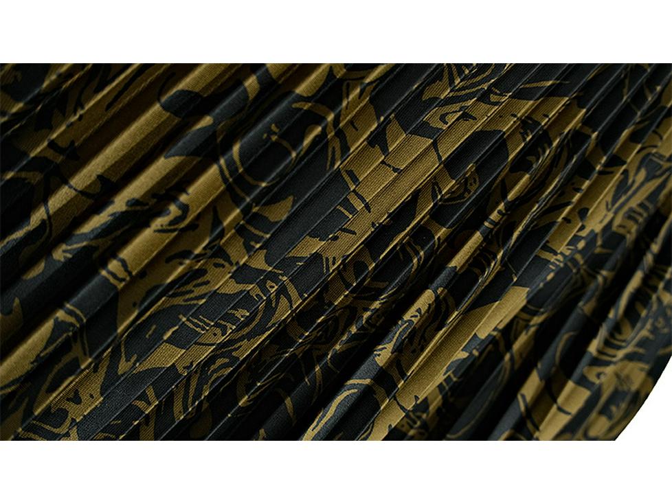 Tencel Printed High-Waist Pleated A-Line Mid-Length Skirt for Autumn/Winter 2023 (Style 8005)