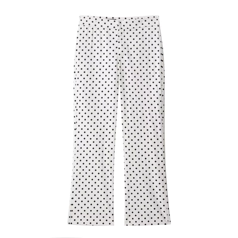 

Araltay New Arrival Fashion Style Women s Clothing Fashion All-Match Casual Minimalist Polka Dot Mini Bell-Bottom Pants 3152507 White L
