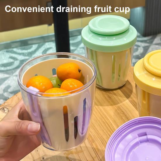 Portable Salad Cup with Fork Double-Layer Salad Bowl for Efficient Drainage Yogurt