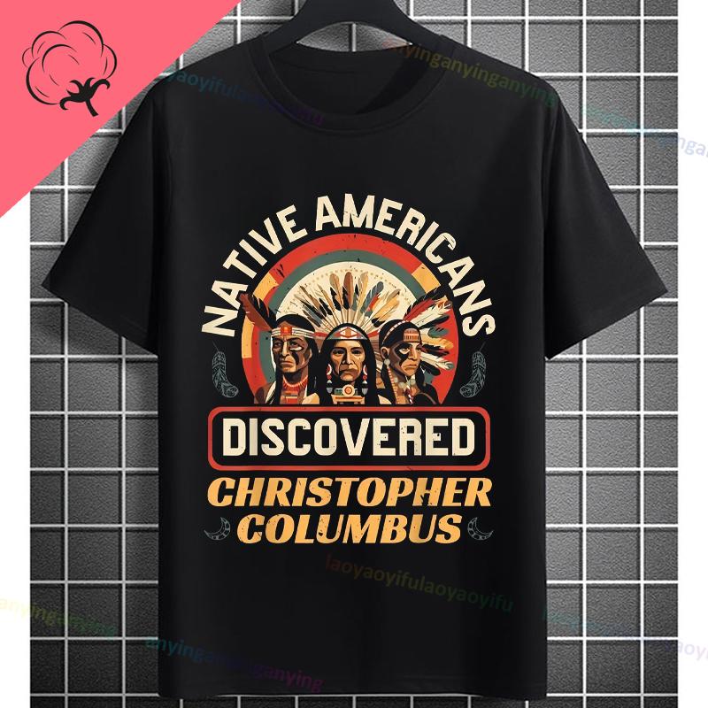 Funny Historical Columbus Voyage Graphic Tshirt Pure Cotton Short Sleeve Crewneck Tee for History Buffs Everyday Casual Wear