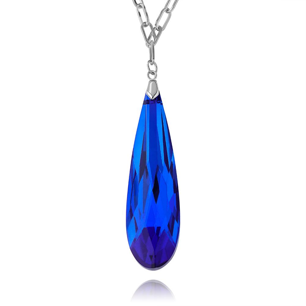 Multicolor Cubic Zirconia Necklace Water Drop Shape Pendant Necklace Hip Hop Fashion Jewelry Pendants Charms Gifts for Men Women синий