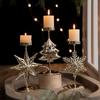 Gifts Gold Christmas Candle Holder Hollow Out Iron Candlestick Stand Christmas Tree Candle Stand Window Decor