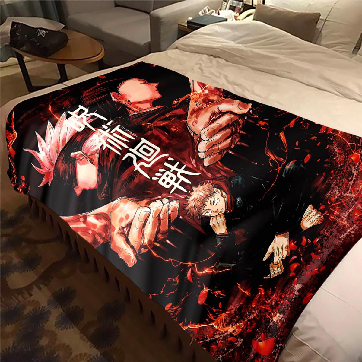 

Jujutsu Kaisen Flannel Blanket Print, Warm Soft for Sofa Bed Chair, Perfect for Travel Picnic Bedroom -HYQ2 75x90cm