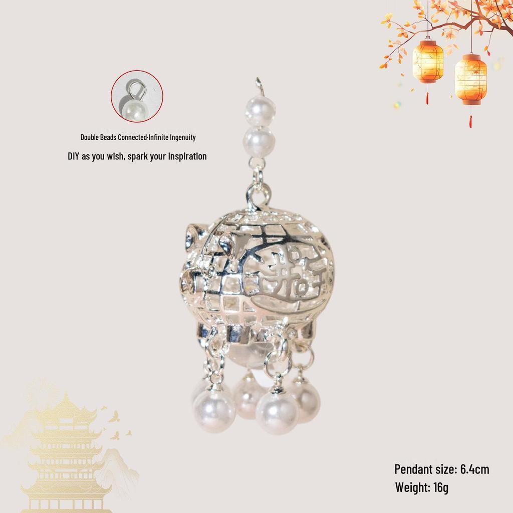 Luminous DIY Palace Lantern Fan Pendant Magnet Keychain Ornament - Ancient Style Accessory