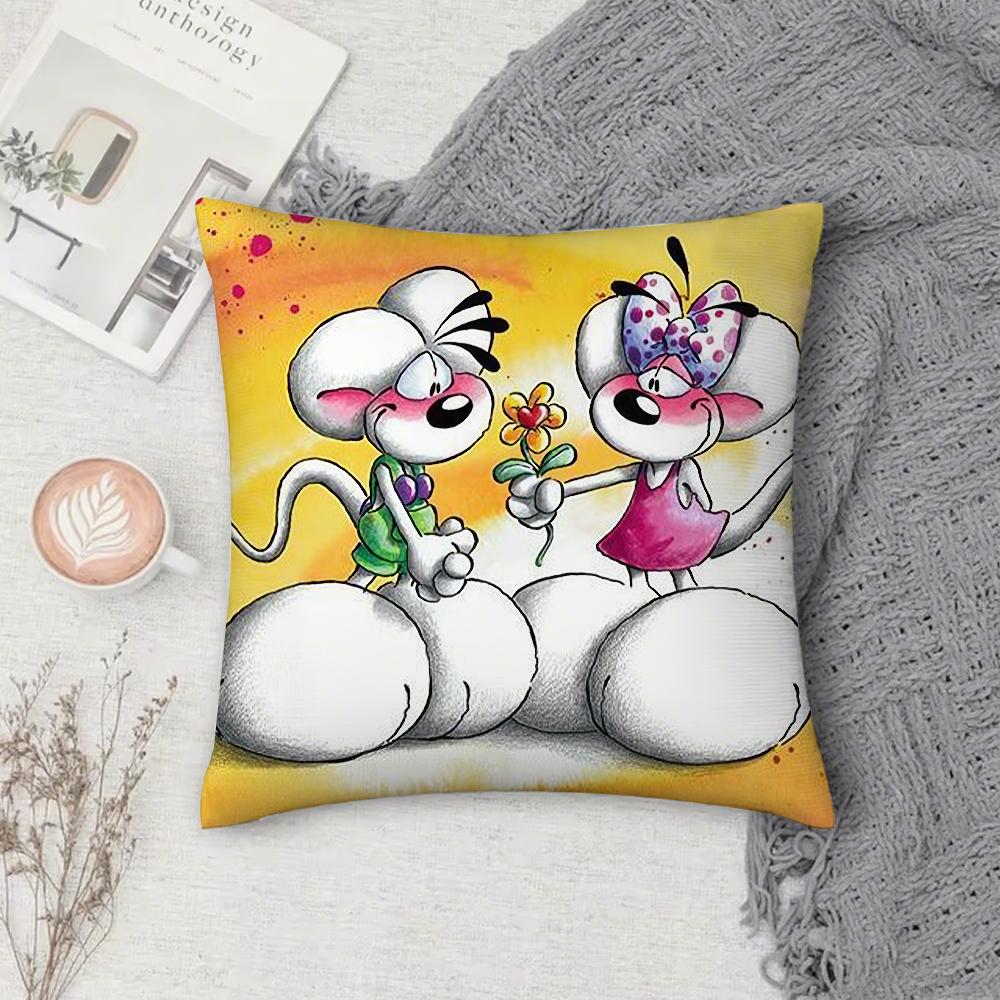Cartoon DDiddl RRatS Pillow Case Square DoubleSided Printing Sofa Cushion Cover Pillowcase Bedroom Bedside
