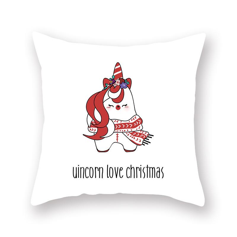 Cartoon Print Christmas Pillow Holiday Decoration Sofa Pillow Case Christmas Cushion