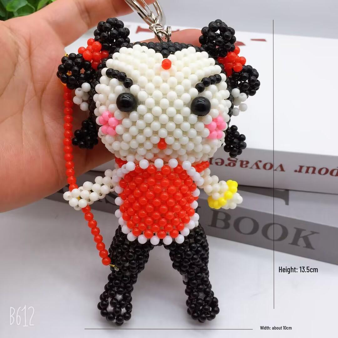 Держатель для карт - кукла Нечжа с бусинами - Креативное ручное украшение и подарок для детей