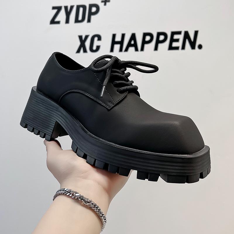 Paris Mickey Derby shoes versatile casual leather shoes platform heightening black high-end big head men's shoes 58865-A