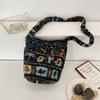 Vintage Ethnic Style Faux Lamb Wool Women's Shoulder Bag Contrast Color Furry Female Handbag Versatile Ladies Messenger Bag