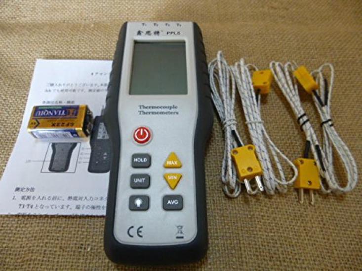 612 PPLS 4 Channel Digital Thermocouple Thermometer with 8 Type K Thermocouples