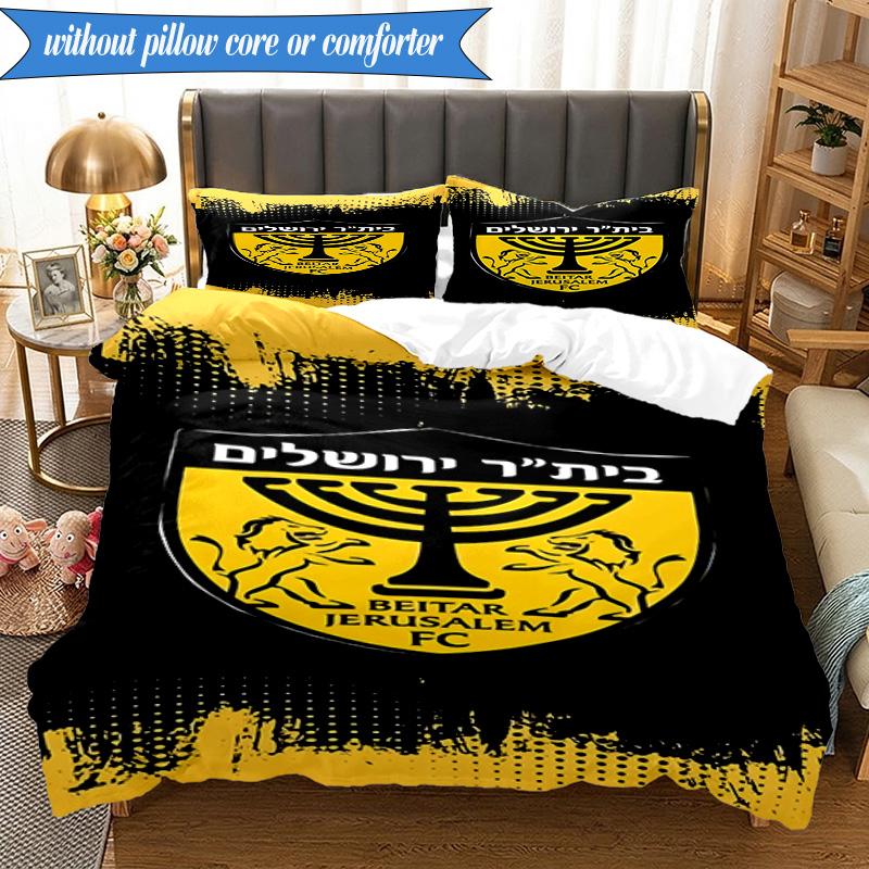 3PCS Beitar Jerusalem Football Club Printed Soft Bedding Set,Including 1pc Duvet Cover And 2pcs Pillowcases Perfect for Bedroom, Dormitory, Fan gift