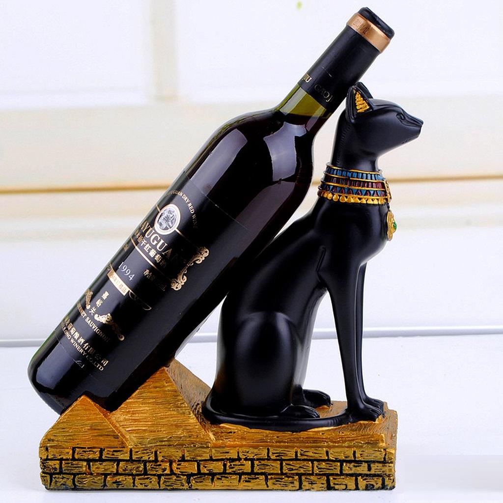 Anberotta Egyptian Cat God Wine Holder, Wine Rack, Wine/Champagne Bottle Stand, Interior Display, N-W18