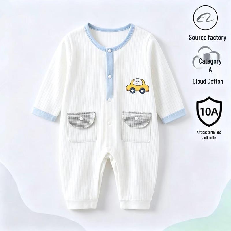 Unisex Baby Langarm Baumwoll-Strampler - Sommer Krabbel- & Hausanzug