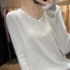 Women's Loose Korean Style V-Neck Thin Sweater - 2023 Long Sleeve Knitted Wool Base Layer Top, White
