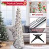 Easy Christmas Tree 5Ft Retractable Holiday Home Decor Silver Festive Tree Christmas Decorations For Indoor Outdoor Living Room