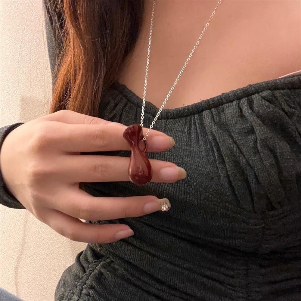 Retro Water Bottle Pendant Necklace Temperament Fashion Jewelry Casual Long Sweater Chain Gifts