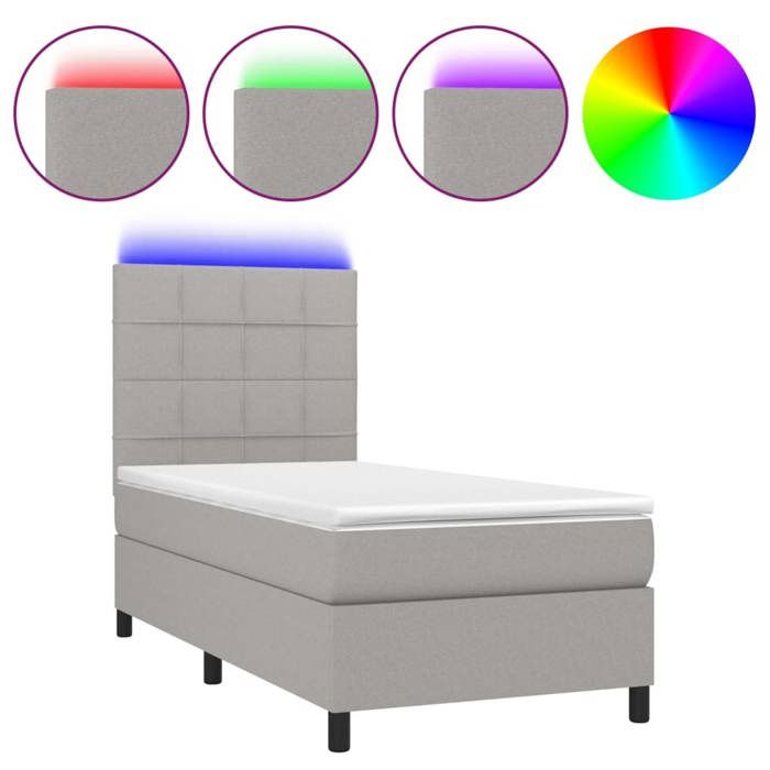 VidaXL Sommier à Lattes de Lit avec Matelas et LED, Lit Rembourré, Lit Simple, Lit Adulte de Chambre à Coucher Intérieur, 3134829