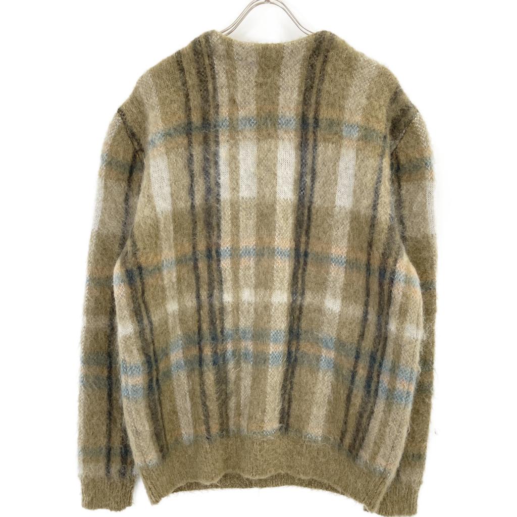 Celine 20AW 2A32J204L Khaki Brushed Mohair Check Cardigan Tops M khakiUsed