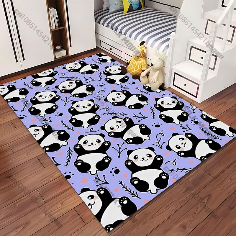 Cute Playful Panda Pattern Carpet Yoga Living Room Room Decor Children's Crawling Mat Doormat Area Rug Games Mat