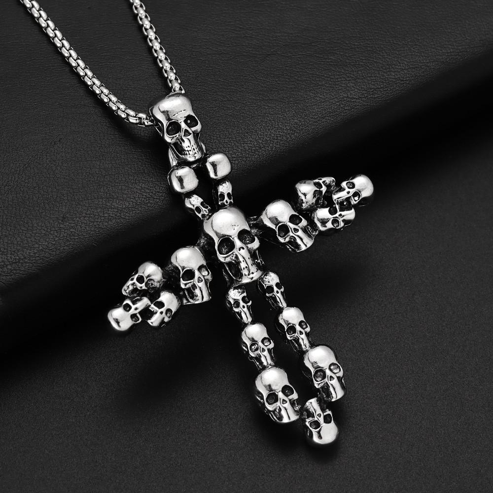 New Retro Cross Skull Pendant Necklace Niche Fashion Men's Necklace