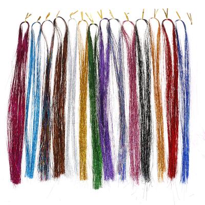 120 Strands Hair Tinsel Bling Silk Hair Flare Strands Glitter Rainbow Hair Decor